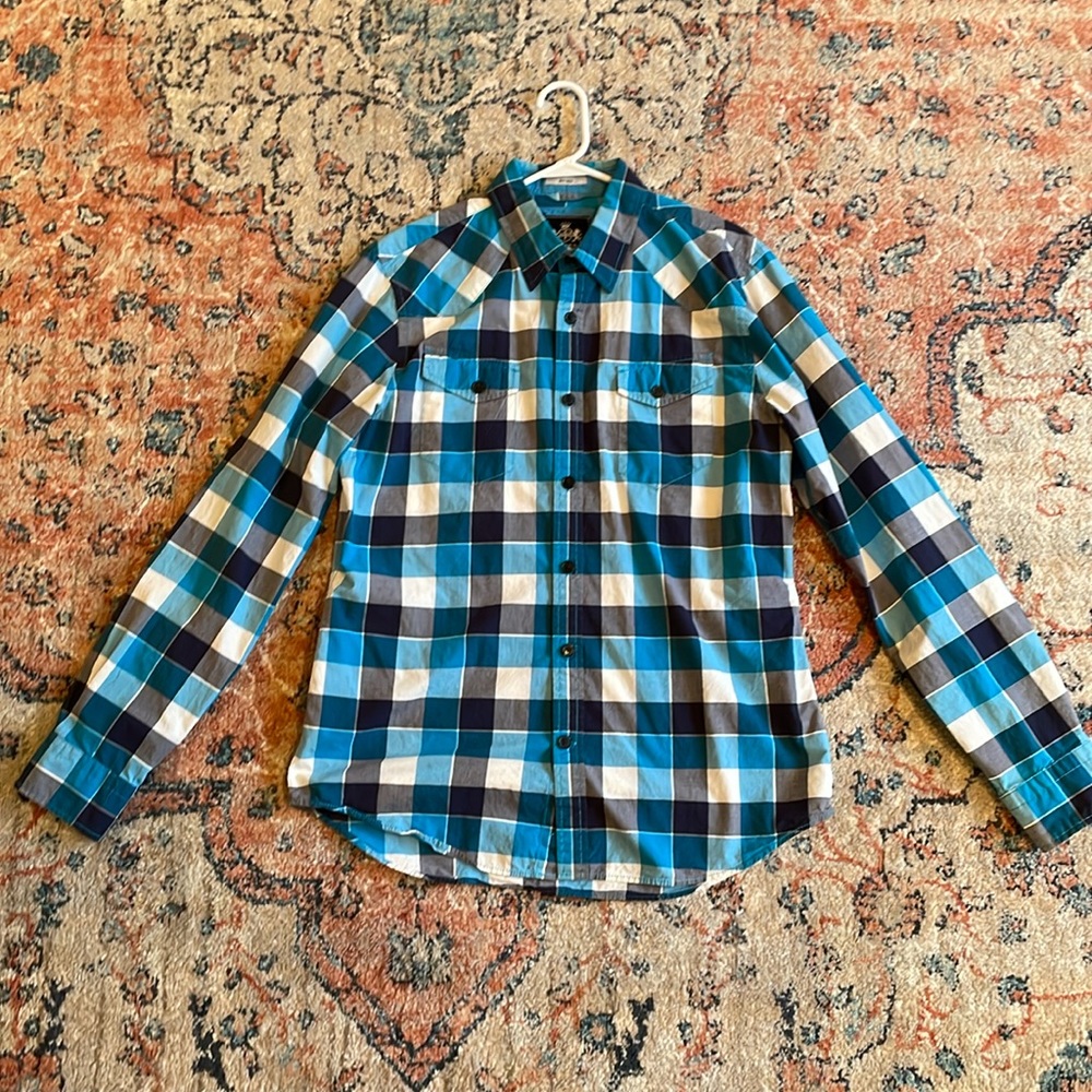 EXPRESS- MEN LONG SLEEVE BUTTON DOWN COTTON SHIRT SIZE LARGE